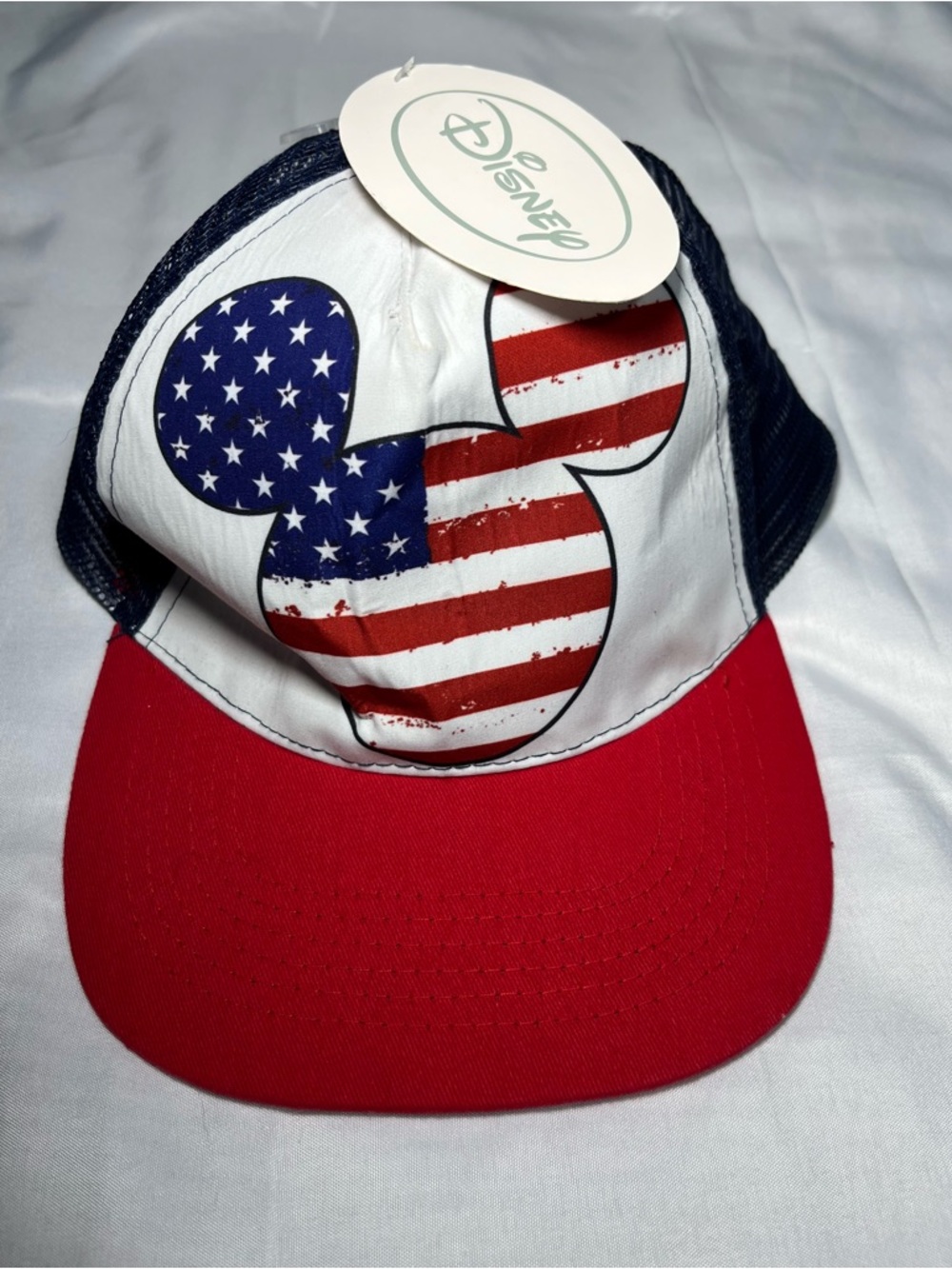 Disney Mickey‎ Mouse USA Hat Red White Blue Mesh Snapback Cap NWT Adult OS